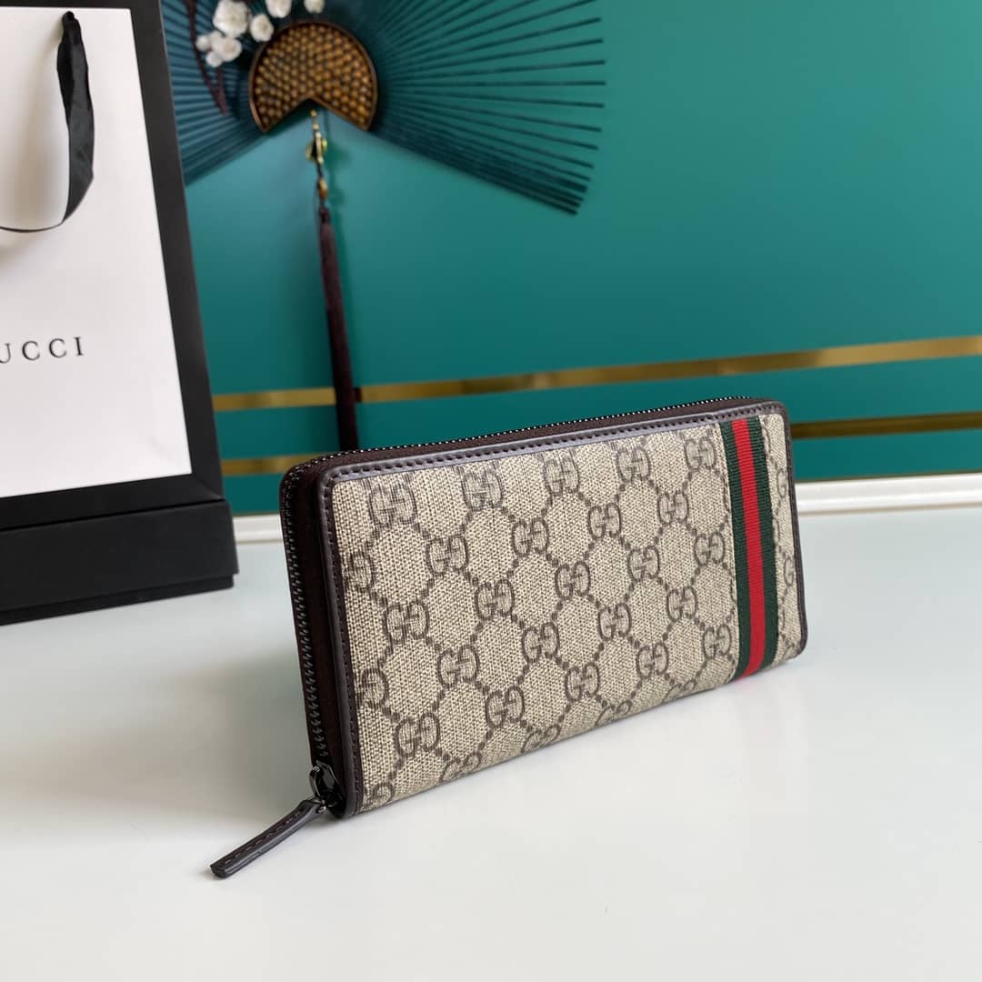 Gucci GG Supreme Web Zip Around Wallet Replica 291105 - DEEPREPS