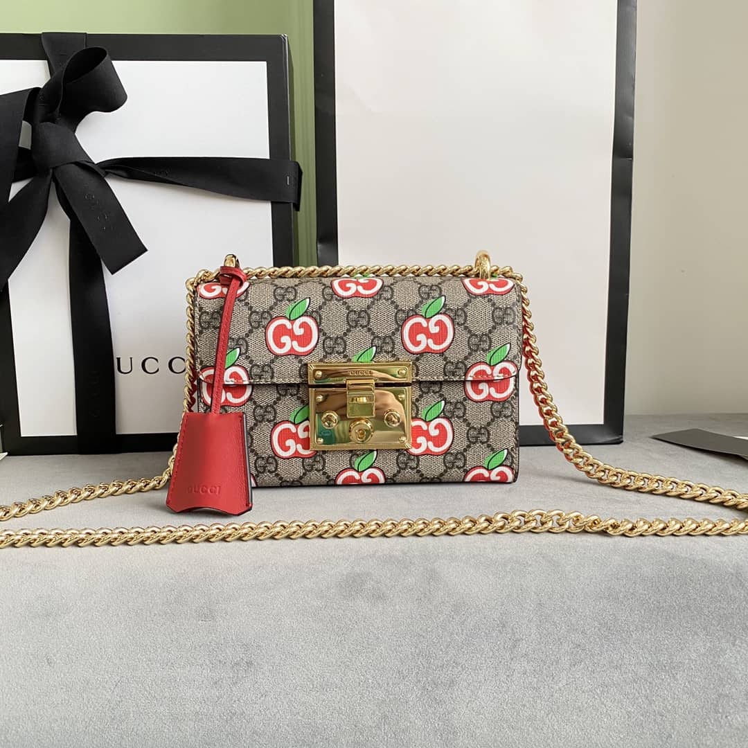 Gucci Padlock Small GG Chain Shoulder Bag Replica Red 409487 - DEEPREPS