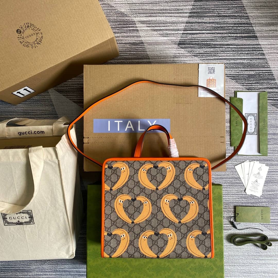 Gucci Supreme Canvas Children Yuko Higuchi Tote Replica Orange 630542 - DEEPREPS