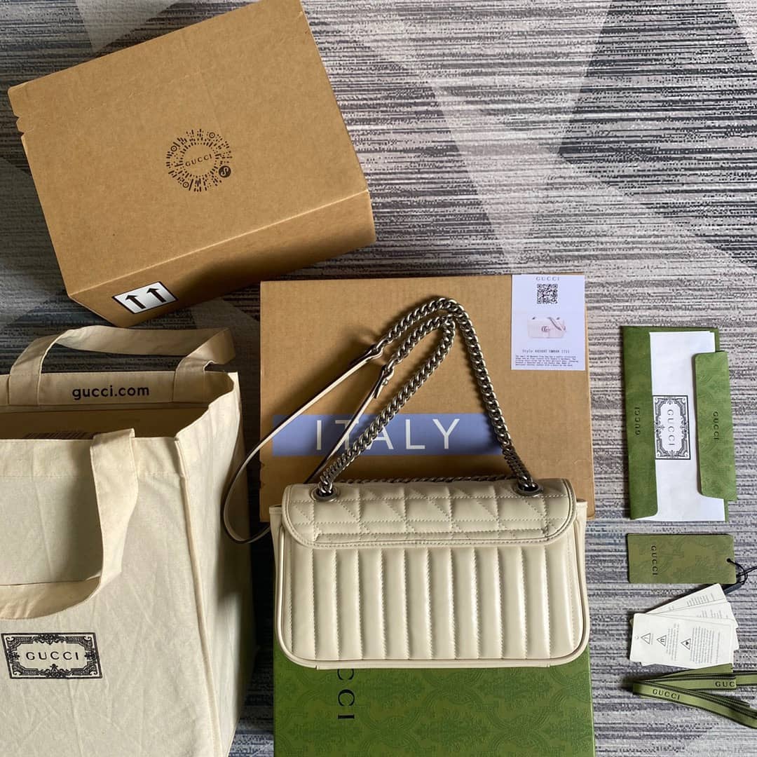 Gucci GG Marmont Matelasse Shoulder Bag Replica White 443497 - DEEPREPS