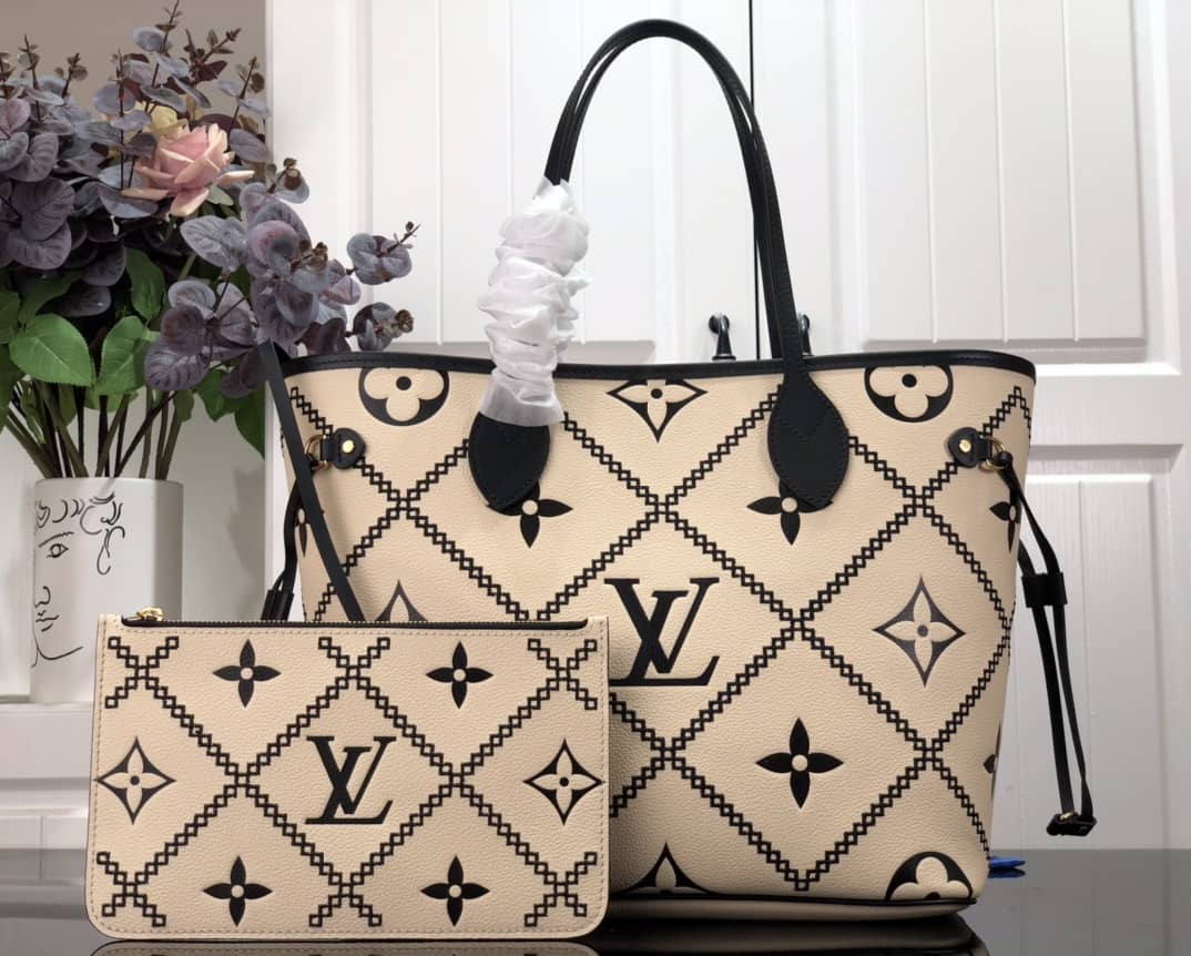 Louis Vuitton Monogram Empreinte Neverfull Cream M46039 Replica Tote - DEEPREPS