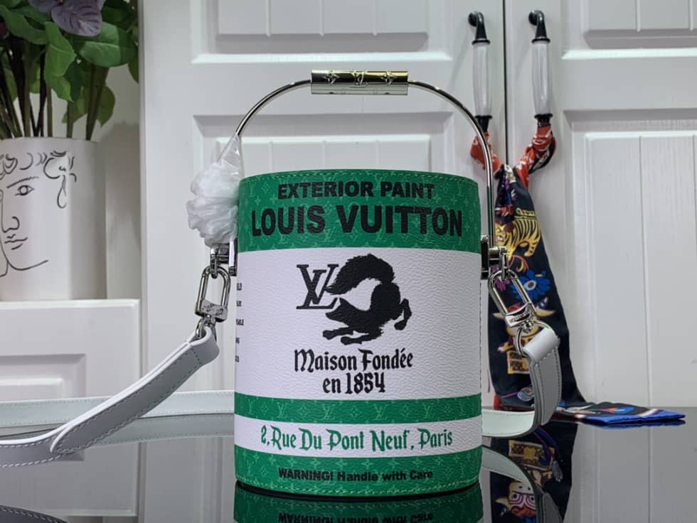 Louis Vuitton Paint Can Small Green M81592 Replica Bucket Bag - DEEPREPS