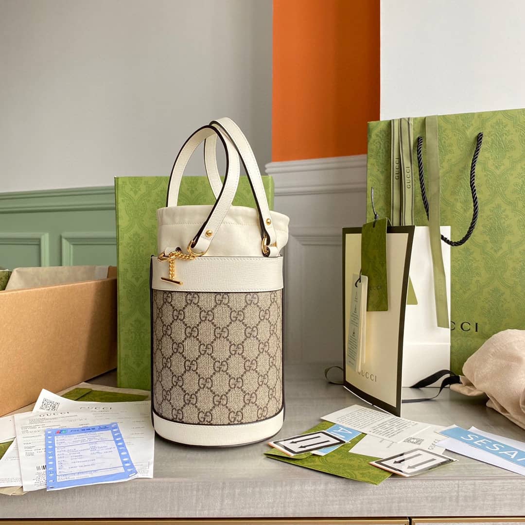 Gucci Horsebit Bag Dupe 1955 Small Bucket Bag Replica White 637115 - DEEPREPS