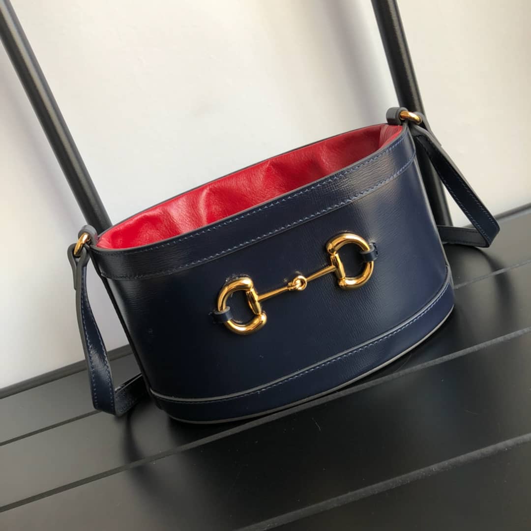 Gucci 1955 Horsebit Bucket Bag Replica Red Blue 602118 - DEEPREPS