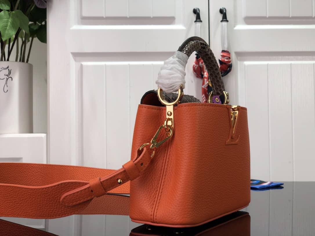 Louis Vuitton Capucines Embroidery Replica Bag Orange M48865 - DEEPREPS
