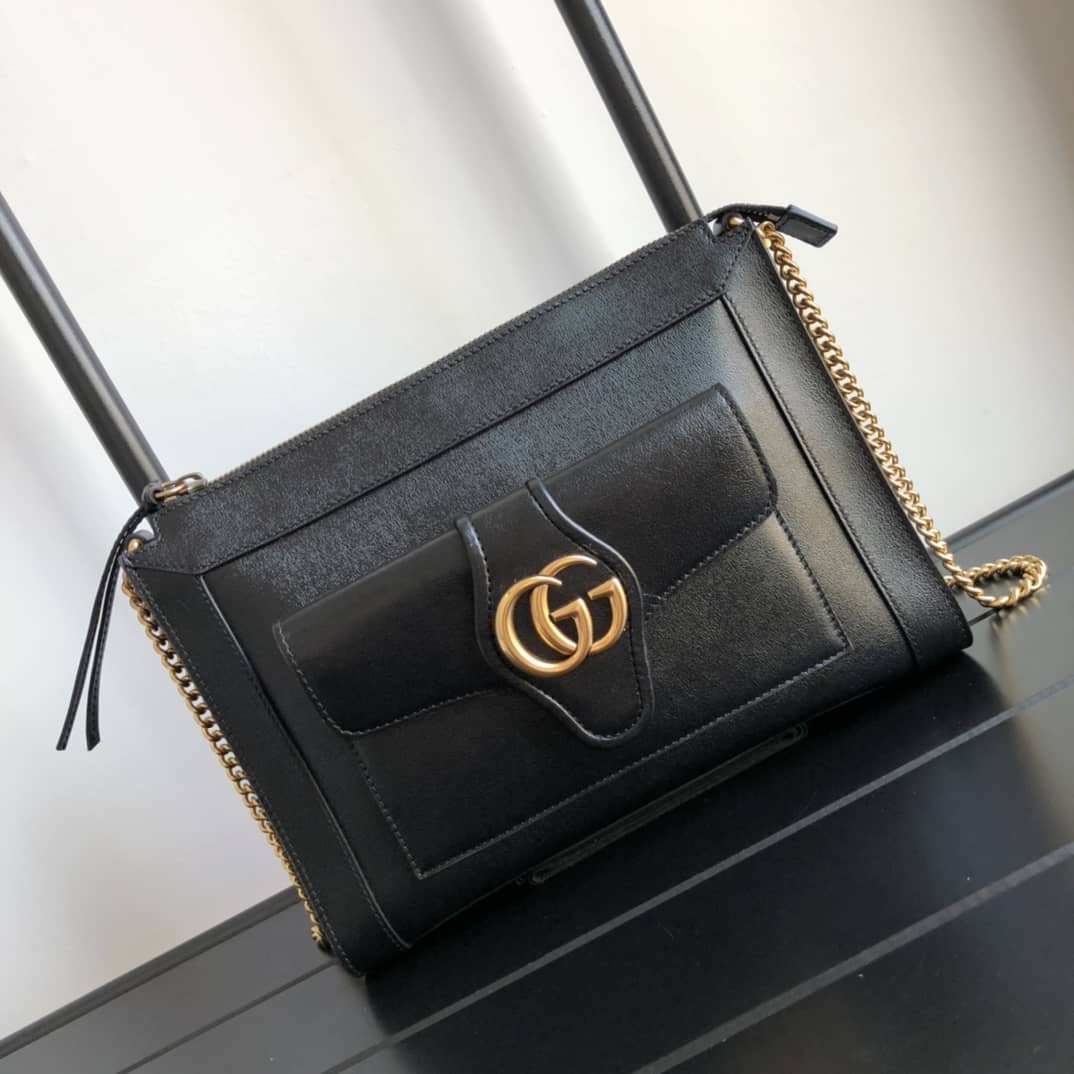 Gucci Small Shoulder Bag With Double G Replica Black 648999 - DEEPREPS