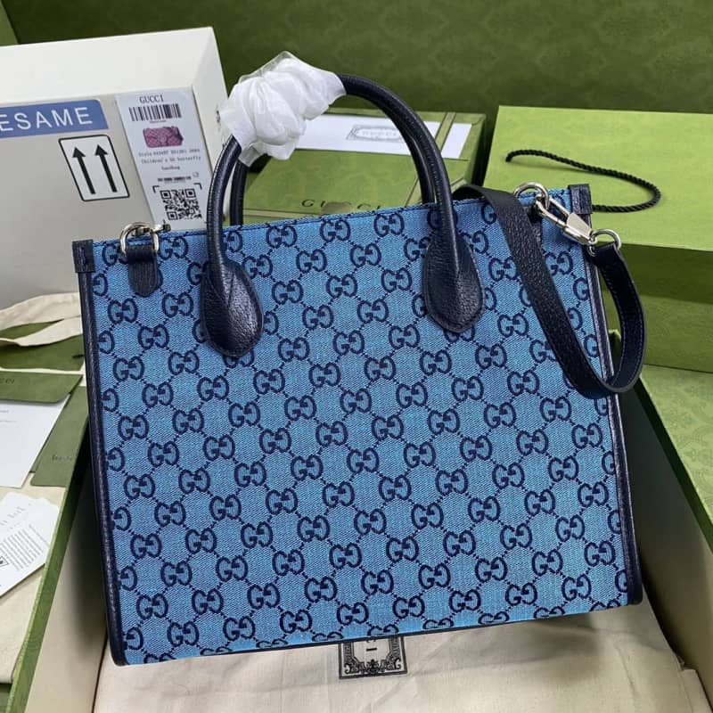 Gucci Les Pommes Large Tote Replica Blue 659980 - DEEPREPS