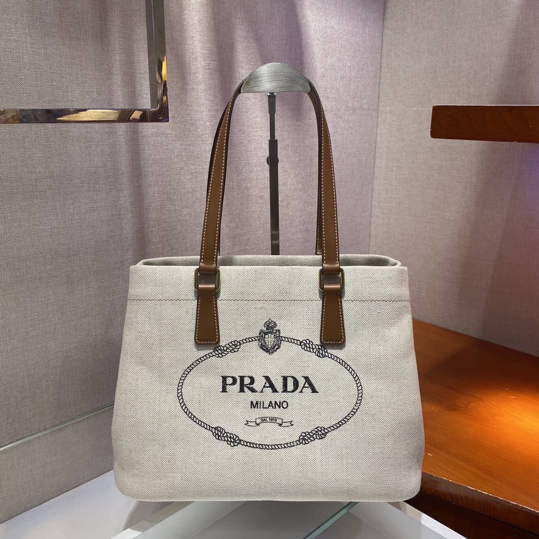 Prada Raffia Tote Dupe Small Linen Blend Calf Leather Replica Tote - DEEPREPS