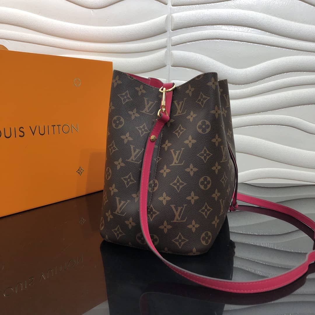 Louis Vuitton Neonoe Replica Bucket Bag Brown Pink Red M44020 - DEEPREPS