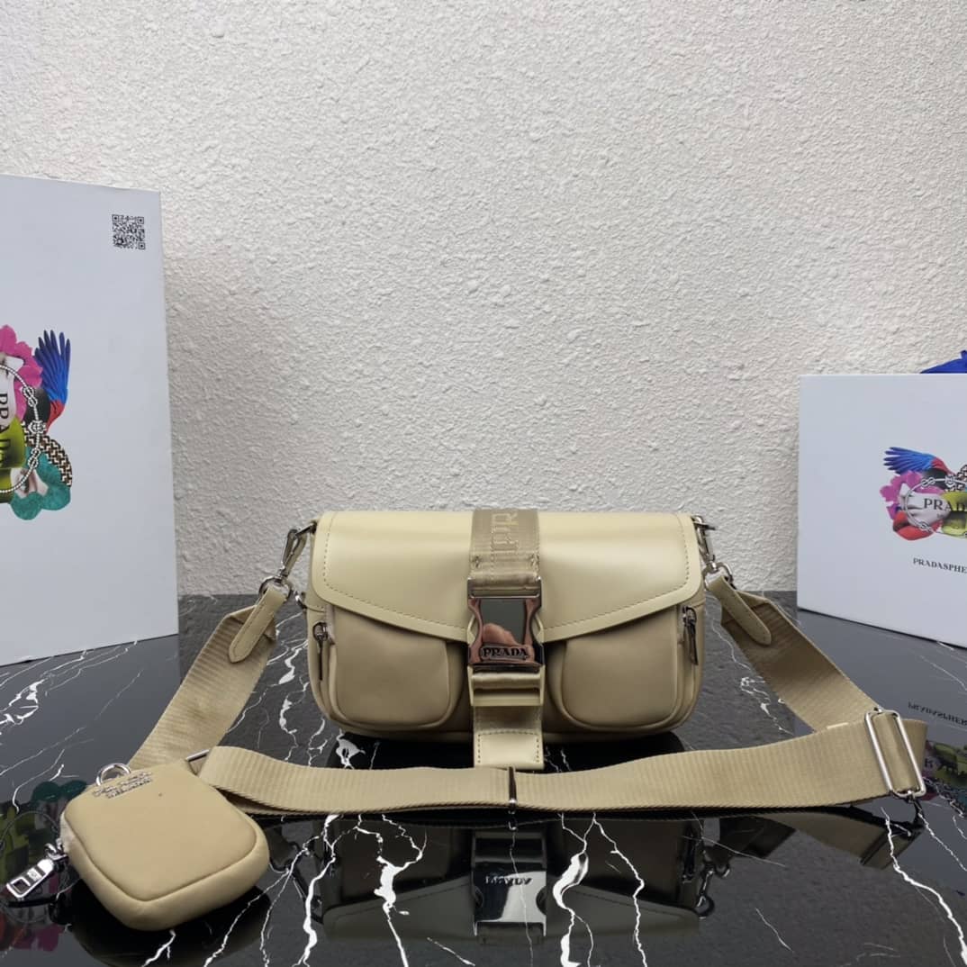 Prada Pocket Nylon And Brushed Leather Replica Bag - DEEPREPS
