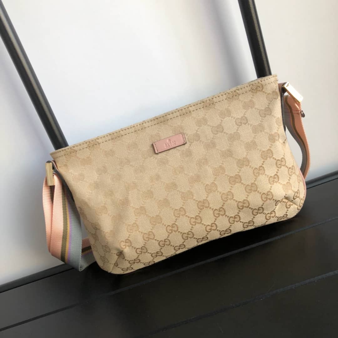 Gucci GG Canvas Shoulder Bag Replica Beige 189749 - DEEPREPS
