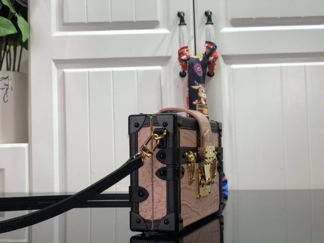 Louis Vuitton Petite Malle Brilliant Alligator Leather Replica Handbag Pink N93817 - DEEPREPS