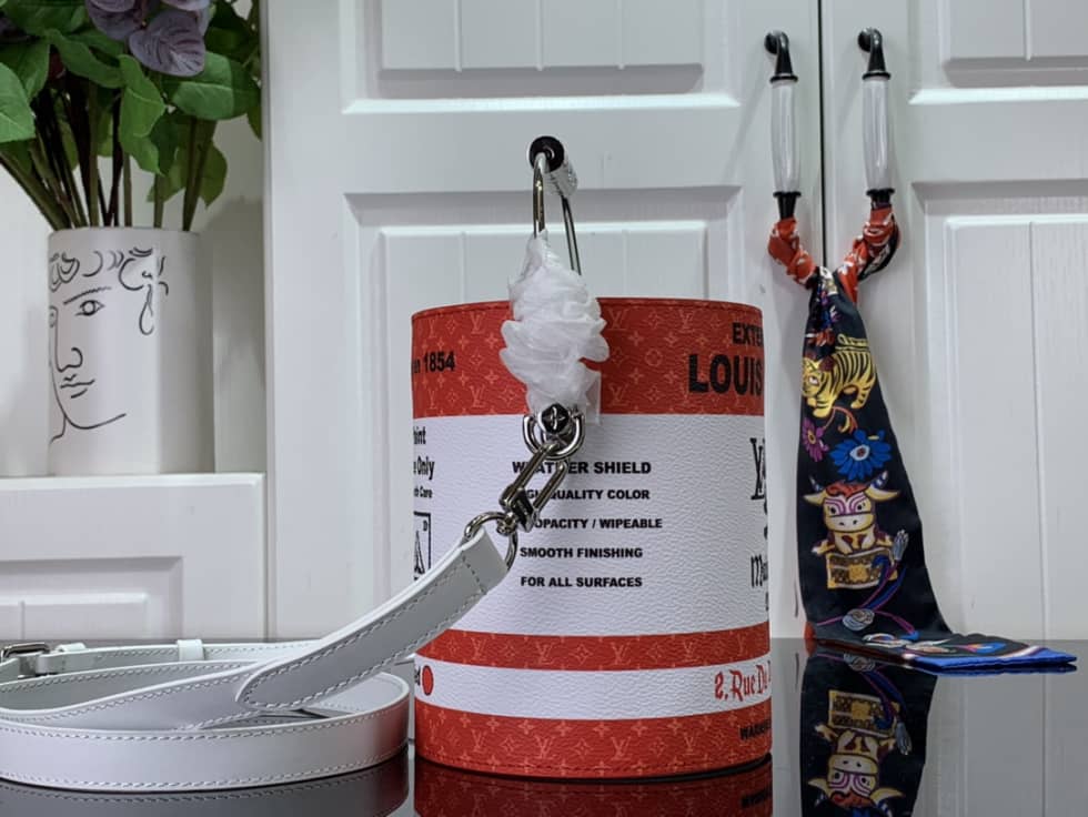 Louis Vuitton Paint Can Small Red M81595 Replica Bucket Bag - DEEPREPS