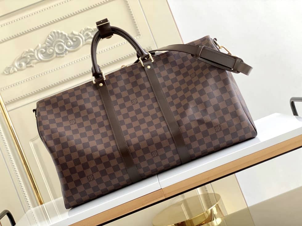 LV Duffle Bag Replica Monogram Keepall Bandouliere 50 Boston Bag Brown M41416 - DEEPREPS