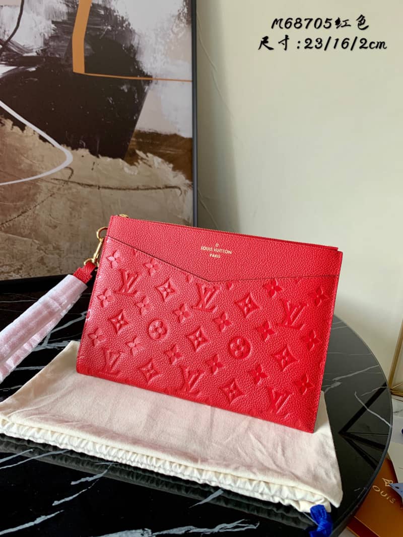 Louis Vuitton Pochette Melanie MM Monogram Empreinte Replica Clutch Red M68705 - DEEPREPS