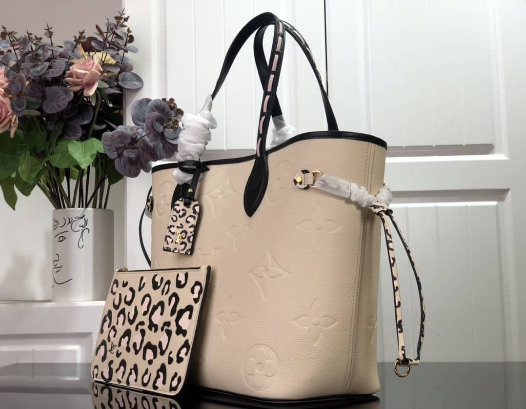 Louis Vuitton Neverfull Dupe MM Monogram Empreinte Medium Bag Replica Beige M45856 - DEEPREPS