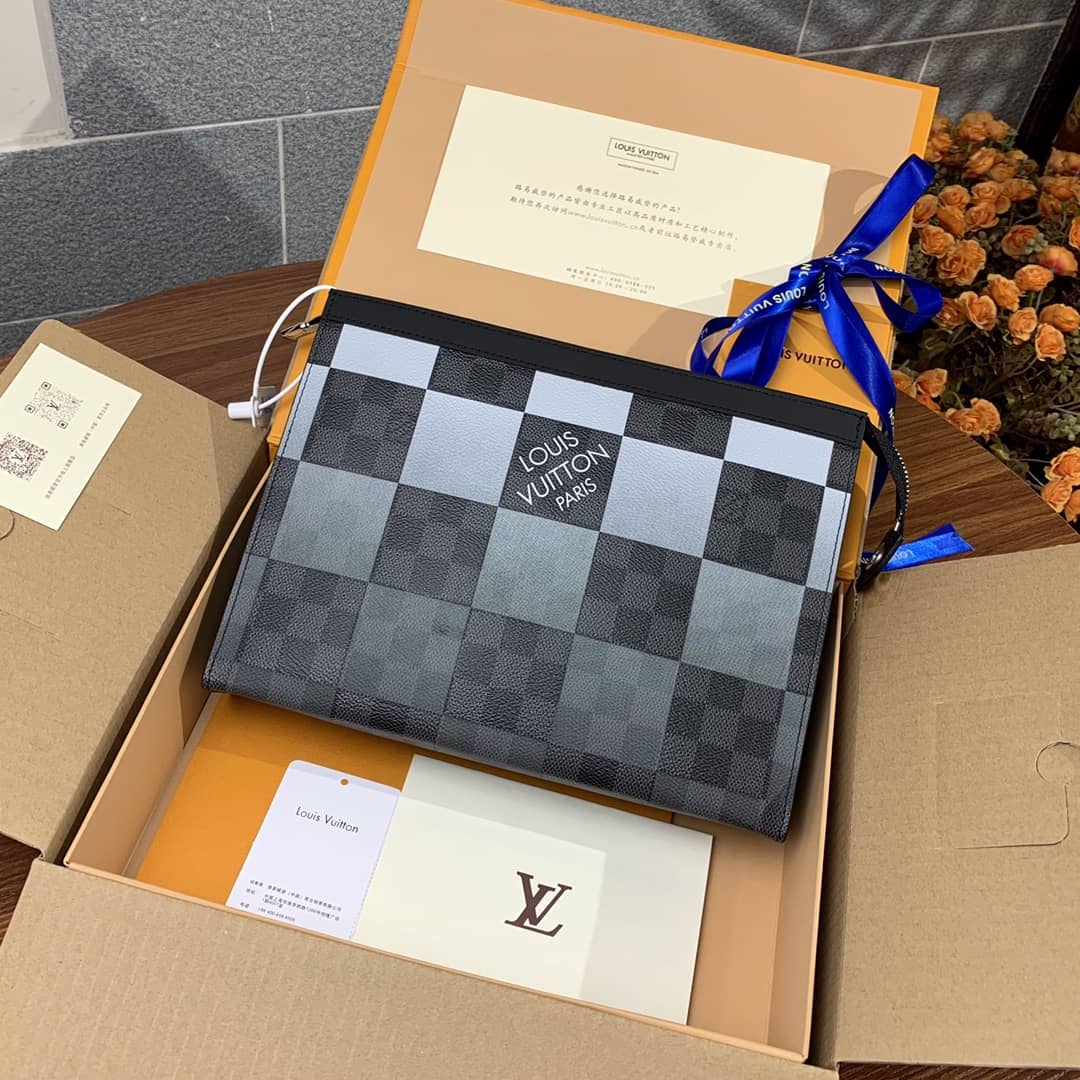 Louis Vuitton Pochette Voyage MM Damier Giant Canvas Bag Replica Gray N60412 - DEEPREPS