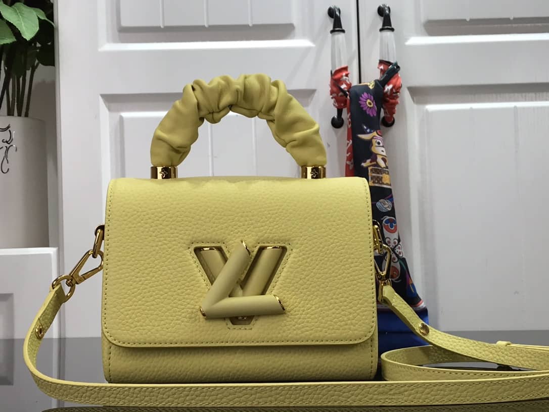 Louis Vuitton Replica Bags Twist PM Pondichery Taurillon Replica Leather Bag Yellow M58691 - DEEPREPS