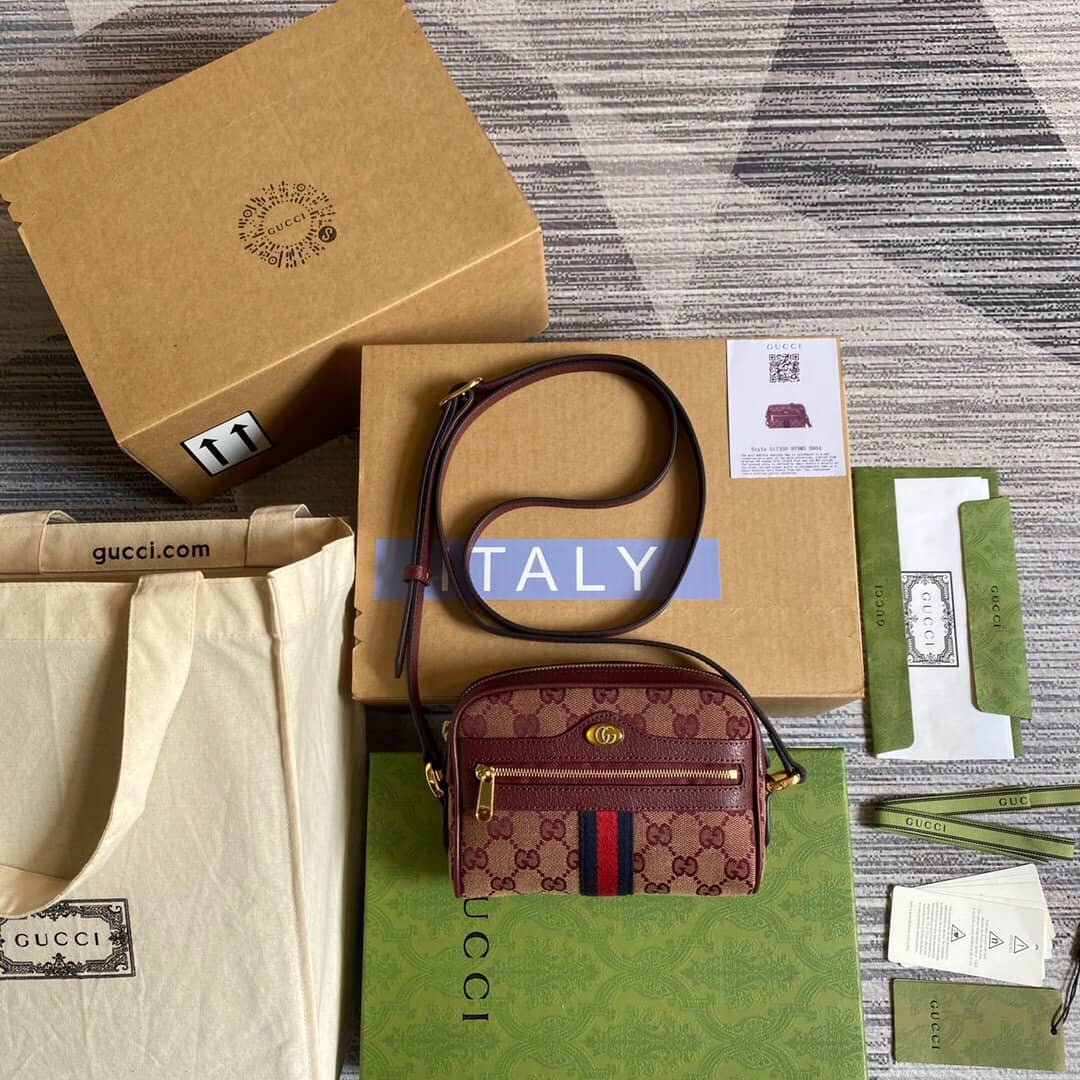 Gucci Ophidia GG Supreme Mini Shoulder Bag Replica Red 517350 - DEEPREPS