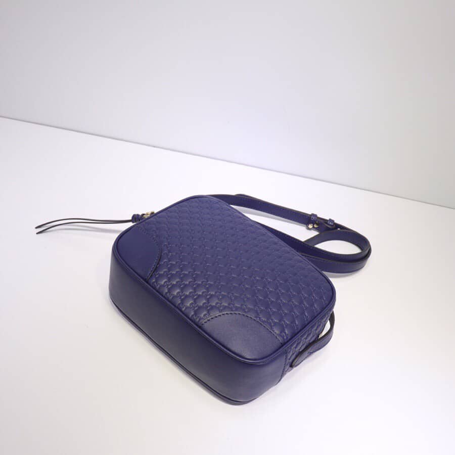 Gucci Bree Guccissima GG Leather Canvas Camera Bag Replica Blue 449413 - DEEPREPS