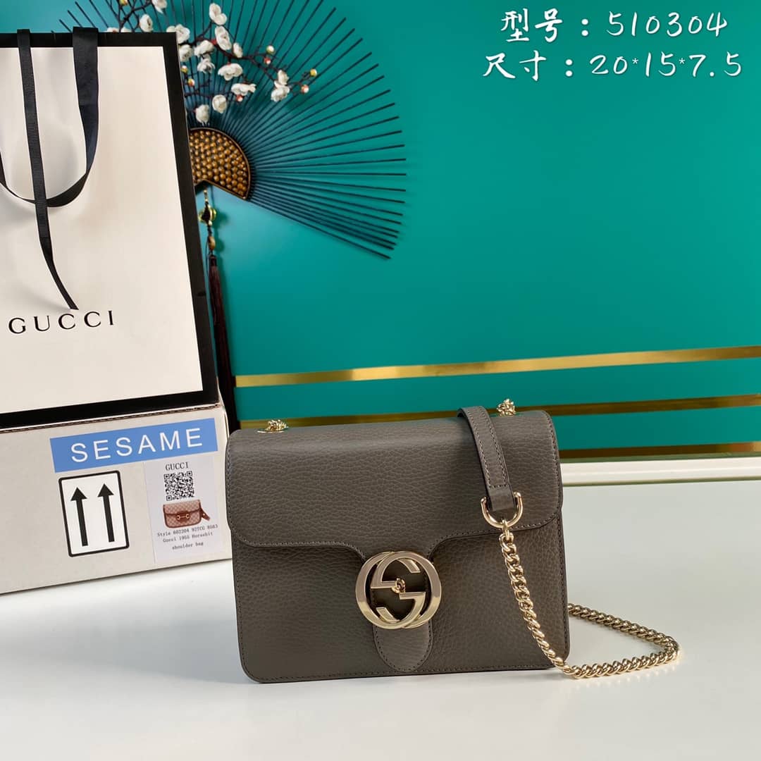 Gucci Interlocking Leather Chain Crossbody Bag Replica 510304 - DEEPREPS