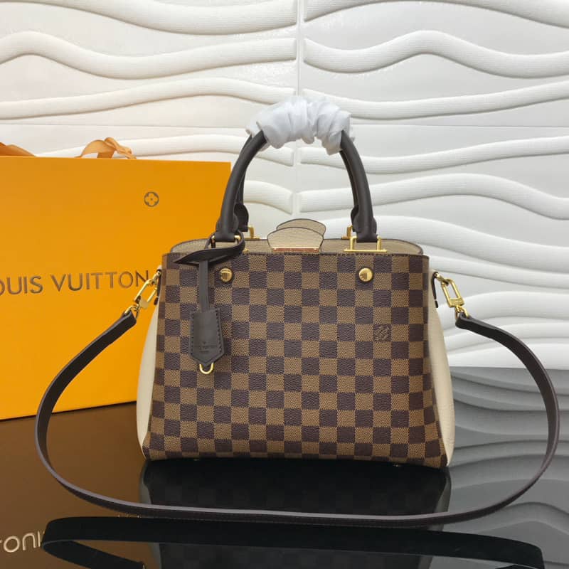 Louis Vuitton Damier Ebene Canvas Brittany Bag Replica Apricot M41674 - DEEPREPS