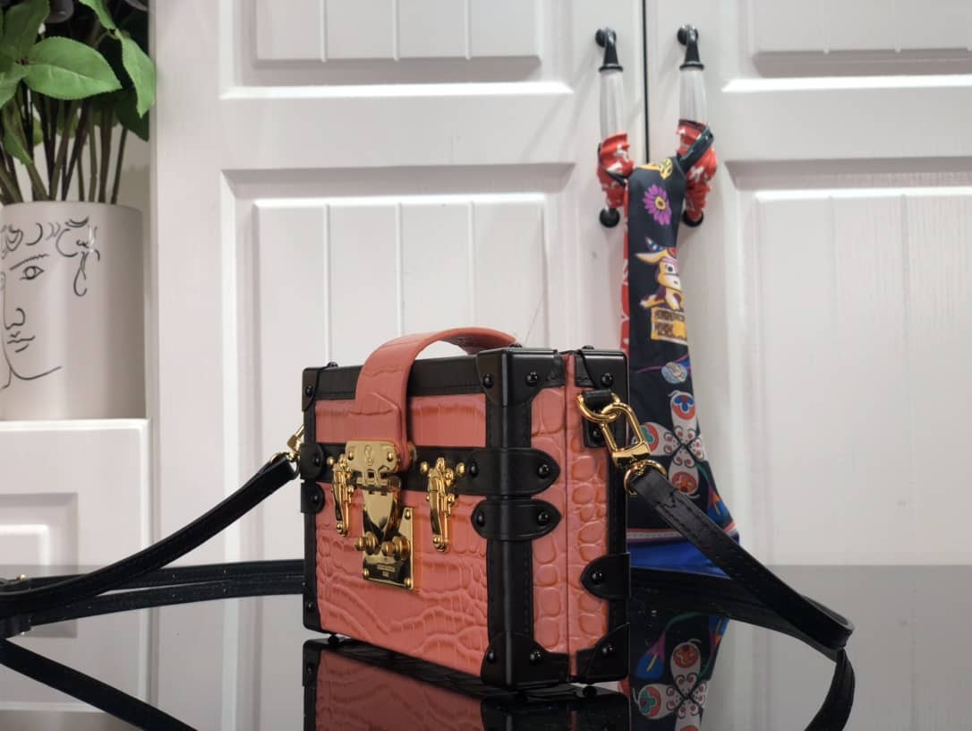 Louis Vuitton Petite Malle Brilliant Alligator Leather Replica Handbag Orange N93817 - DEEPREPS