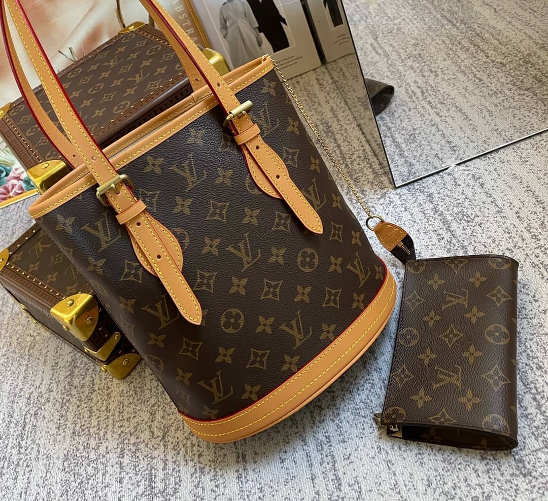 Louis Vuitton Petit PM Monogram Canvas Brown M42238 Replica Bucket Bag - DEEPREPS