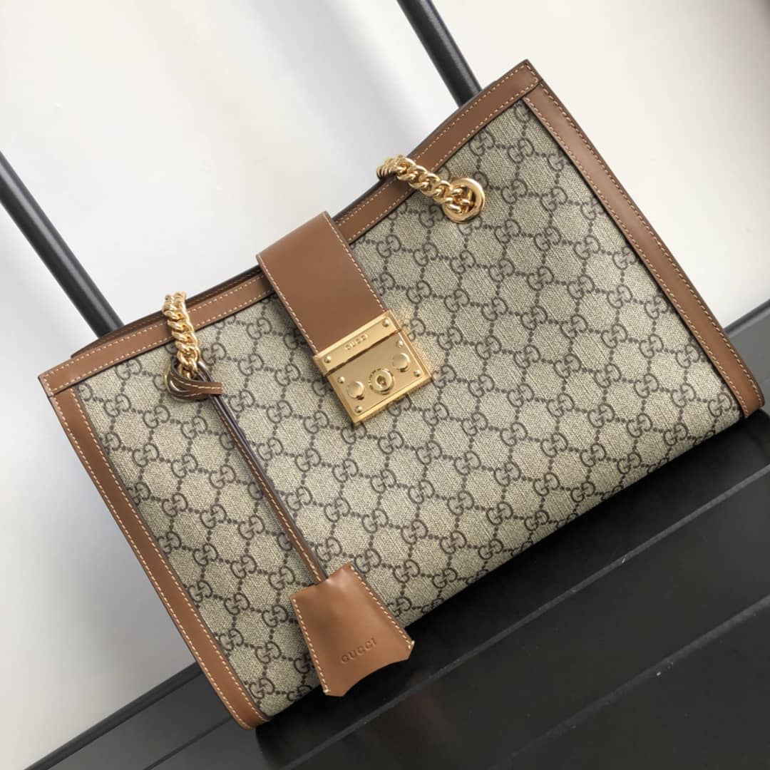 Gucci Padlock Medium GG Supreme Shoulder Bag Replica Brown 479197 - DEEPREPS