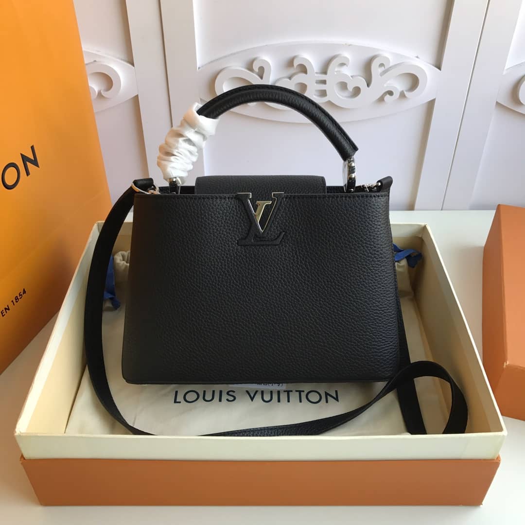 Louis Vuitton Capucines PM Taurillon Leather Tote Replica Black M42242 - DEEPREPS