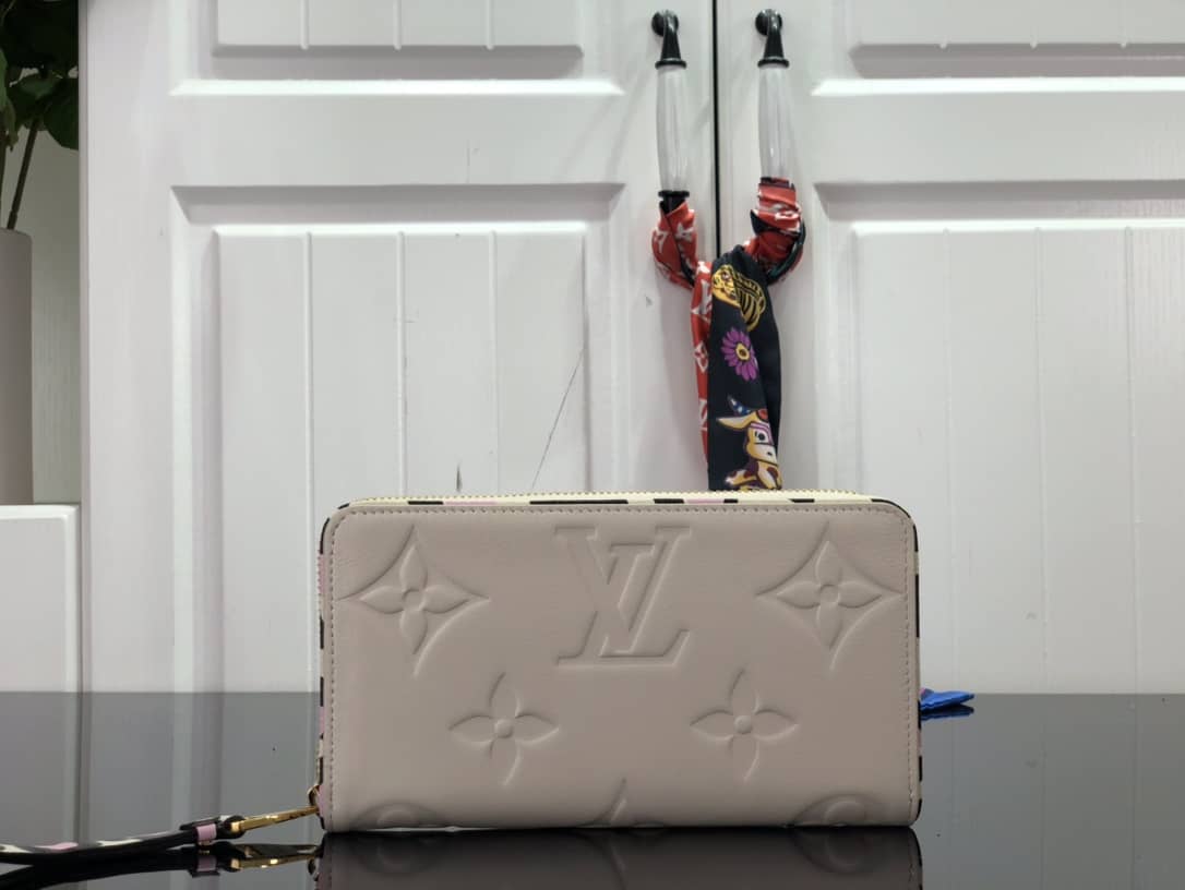 Louis Vuitton Monogram Empreinte Leather with Animal-Print Zippy Wallet Replica White M80680 - DEEPREPS