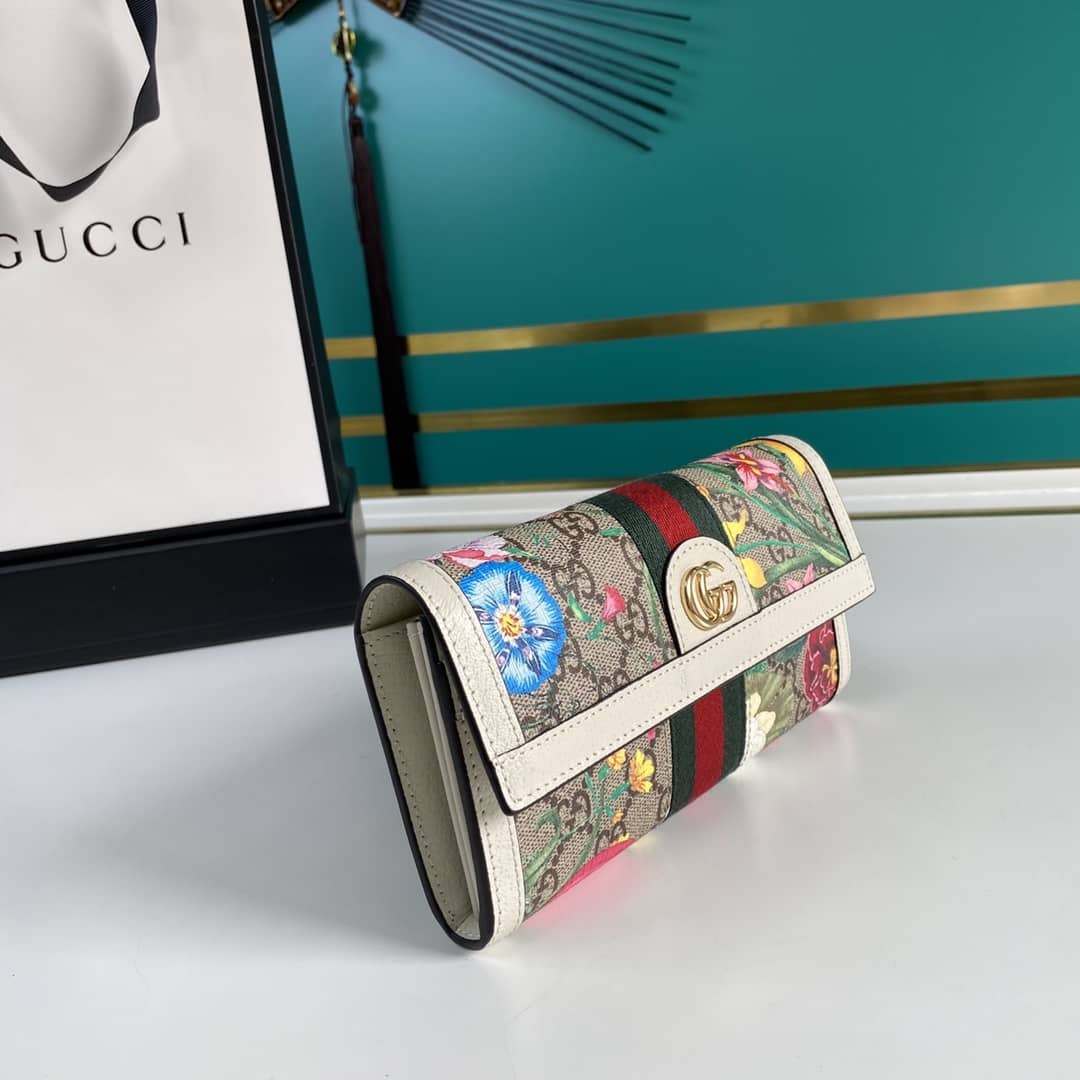 Gucci Flora Print Continental Long Wallet 523153 - DEEPREPS