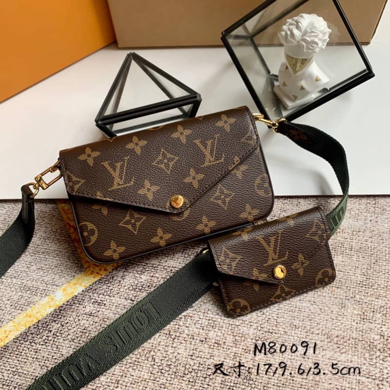 Louis Vuitton Monogram Multi Pochette Félicie Replica Shoulder Bag Green M80091 - DEEPREPS