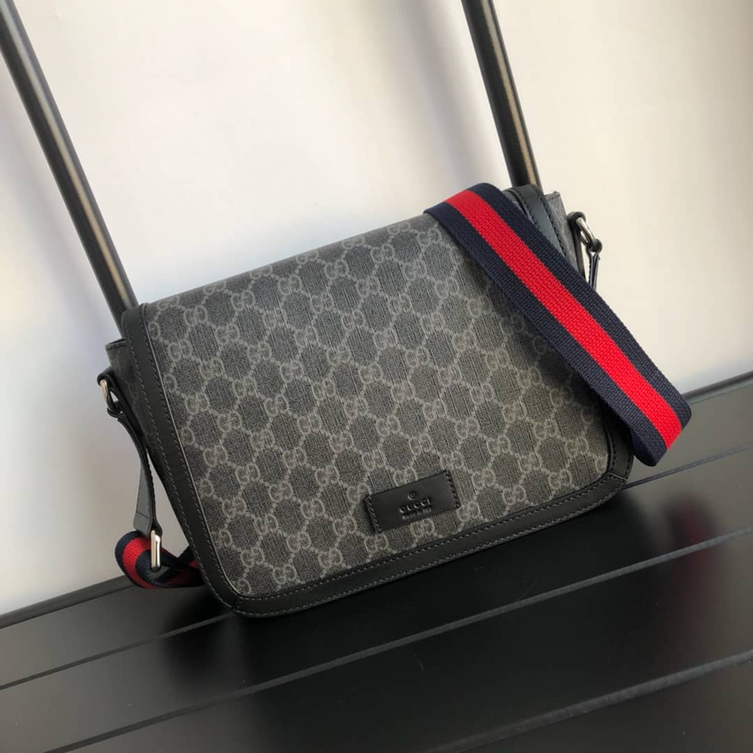 Gucci GG Guccissima Medium Canvas Crossbody Bag Replica Black 449172 - DEEPREPS