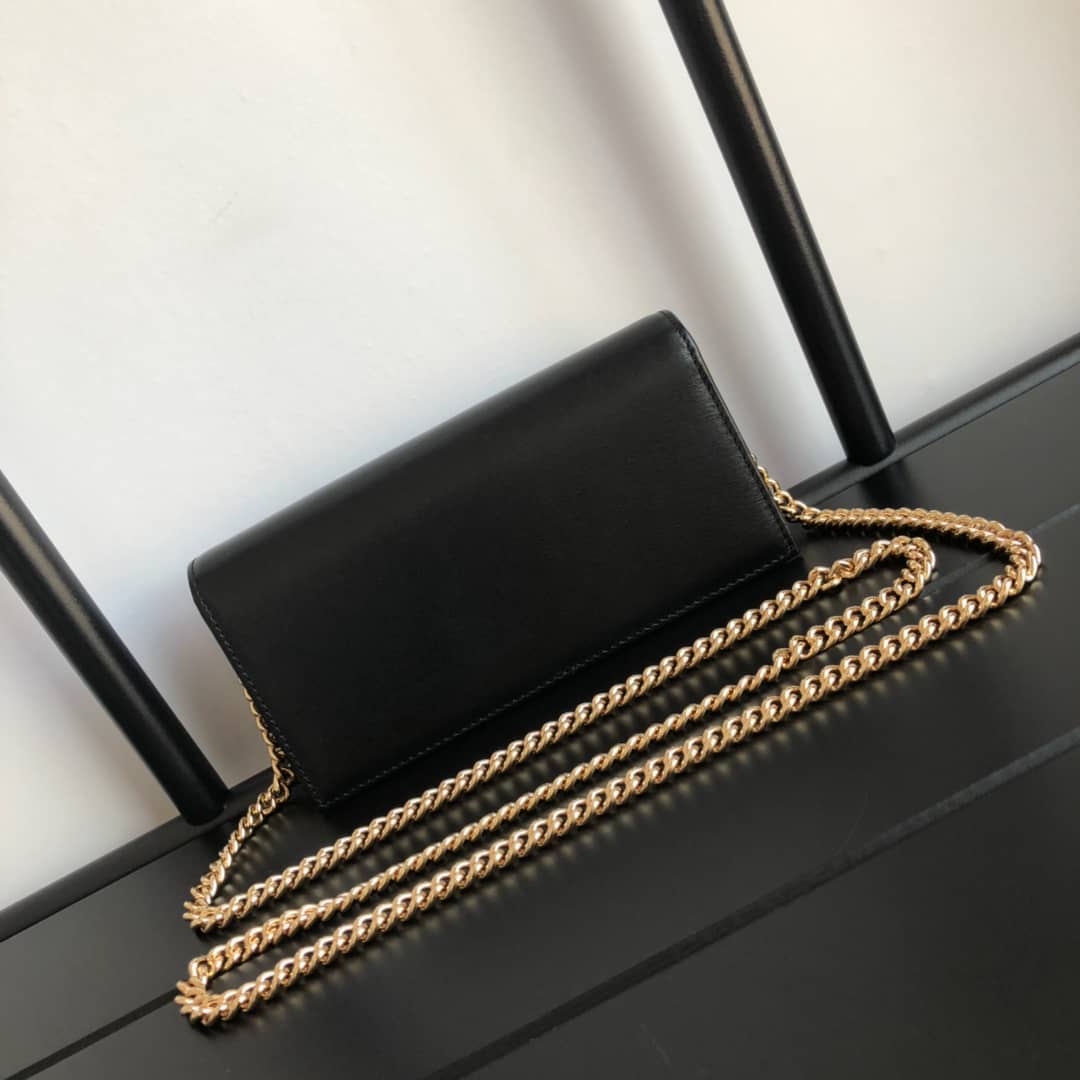 Gucci GG Supreme Horsebit 1955 Chain Wallet Replica Black 621892 - DEEPREPS