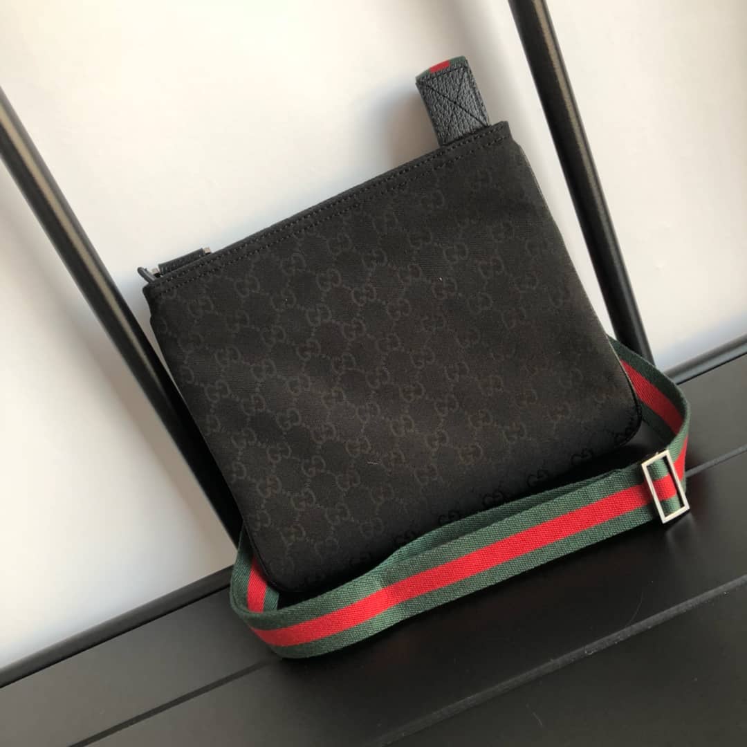 Gucci GG Monogram Canvas Web Small Messenger Bag Replica Black 146309 - DEEPREPS