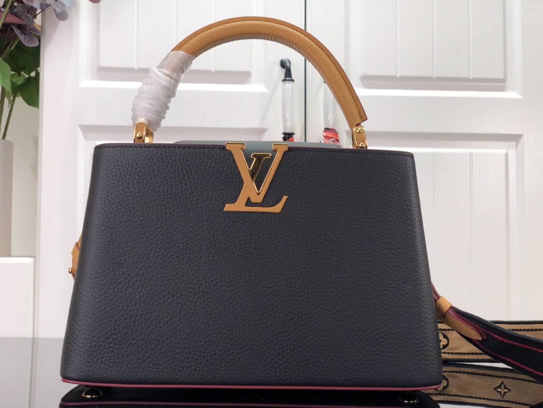 Louis Vuitton Capucines Embroidery Replica Bag Black M48865 - DEEPREPS