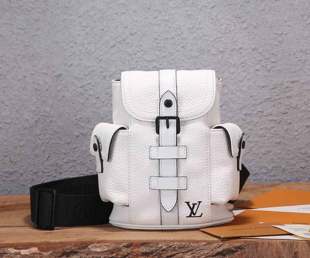 LV Backpack Replica Taurillon Leather Christopher XS White M58493 - DEEPREPS