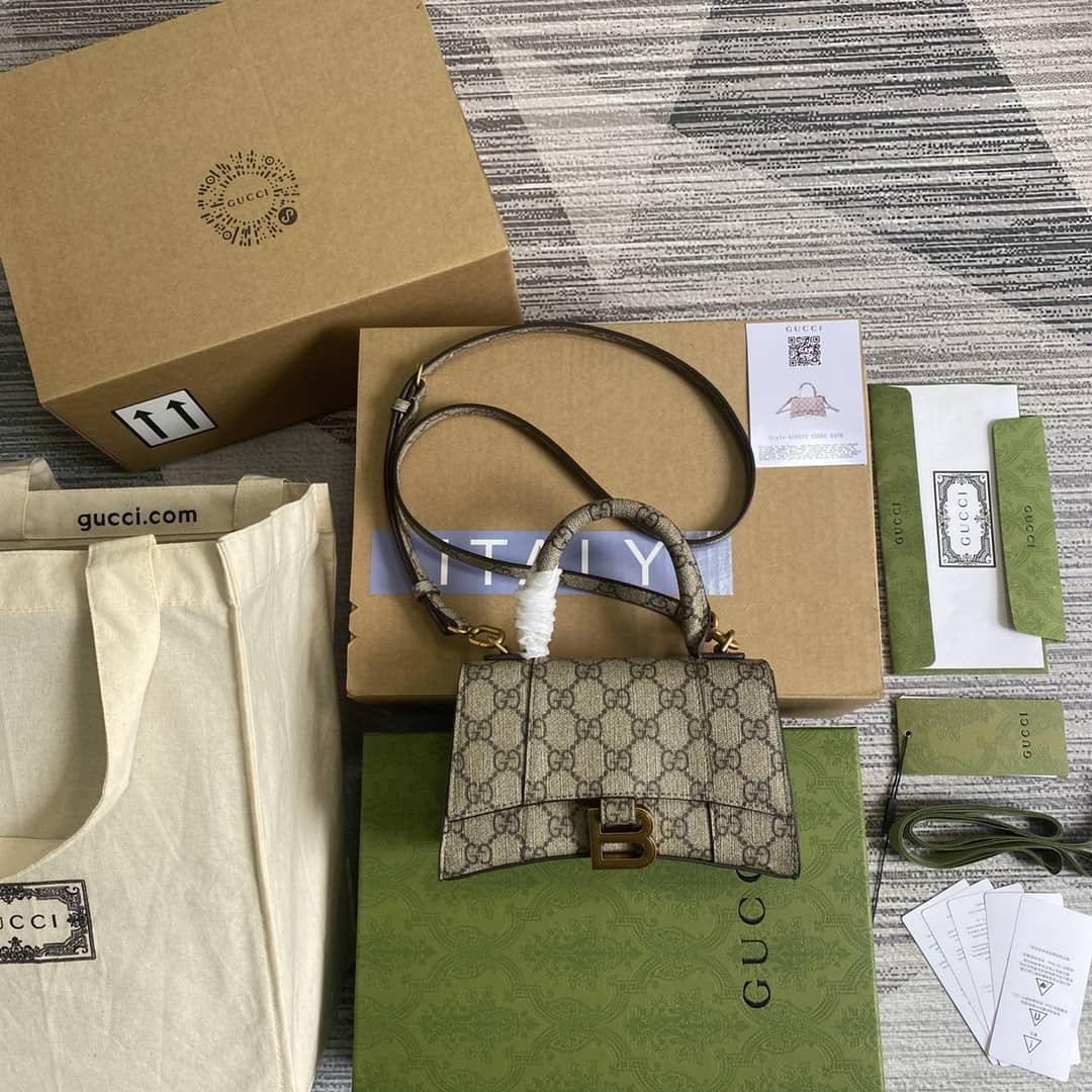 Gucci x Balenciaga Hourglass Small Top Handle Bag Replica 658575 - DEEPREPS