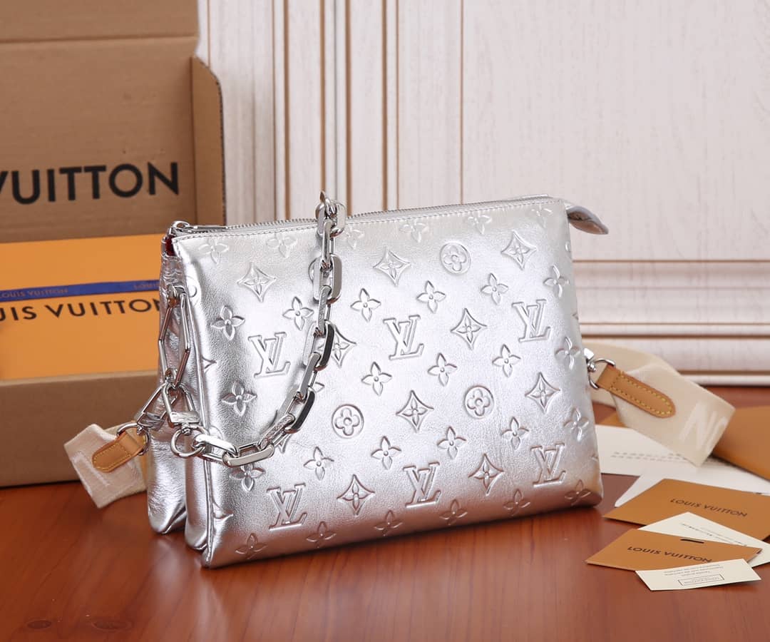 Louis Vuitton Coussin PM Monogram Embossed Replica Crossbody Bag Silver M57790 - DEEPREPS
