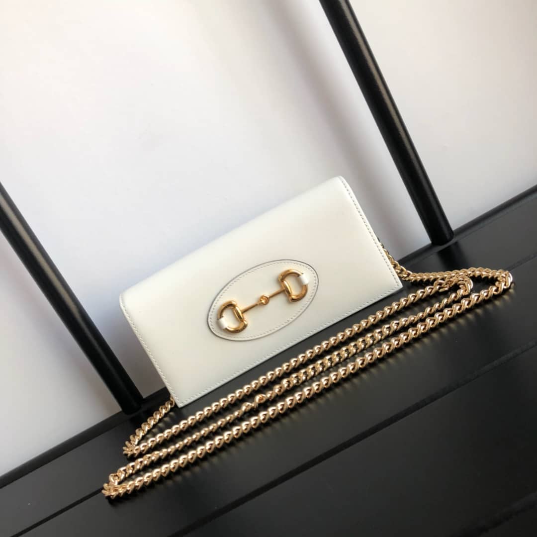 Gucci GG Supreme Horsebit 1955 Chain Wallet Replica White 621892 - DEEPREPS