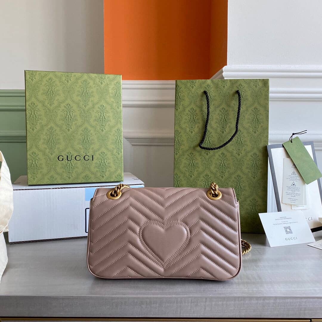 Gucci GG Marmont Matelasse Shoulder Bag Replica Pink 443497 - DEEPREPS