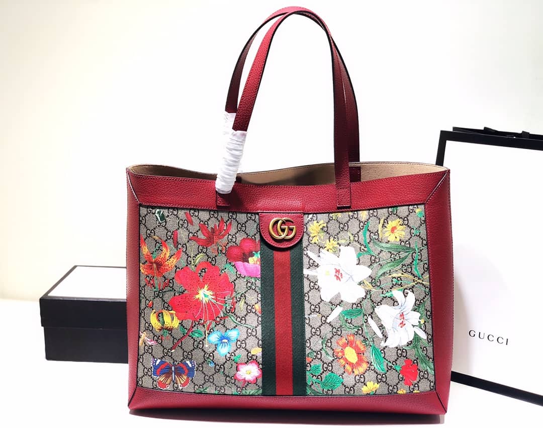 Gucci Ophidia Web Soft GG Supreme Replica Tote Red 547947 - DEEPREPS