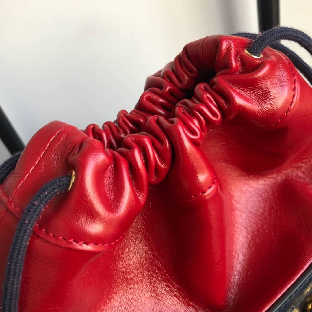 Gucci 1955 Horsebit Bucket Bag Replica Red Blue 602118 - DEEPREPS