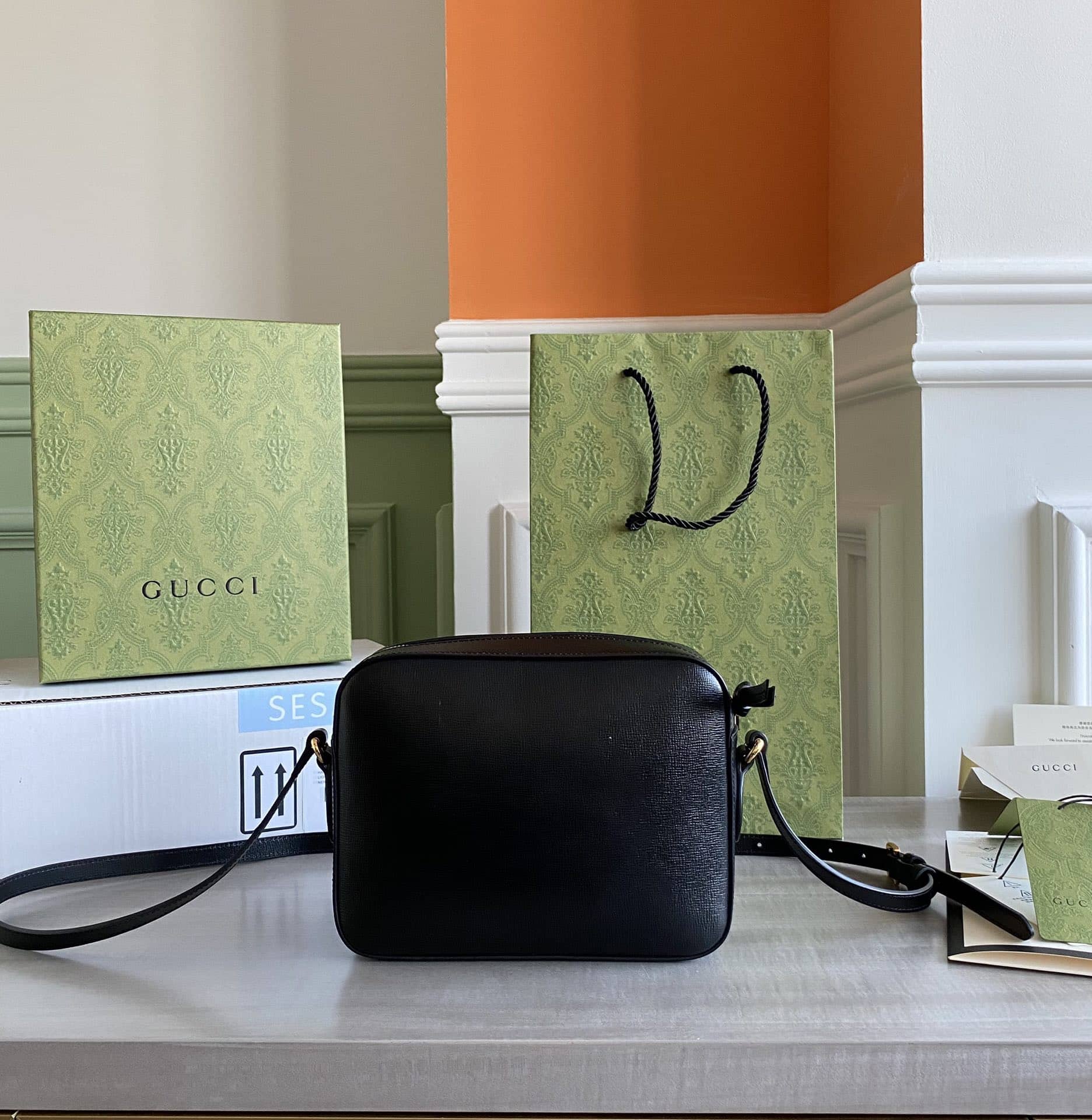 Gucci Horsebit 1955 GG Crossbody Bag Replica Black 645454 - DEEPREPS