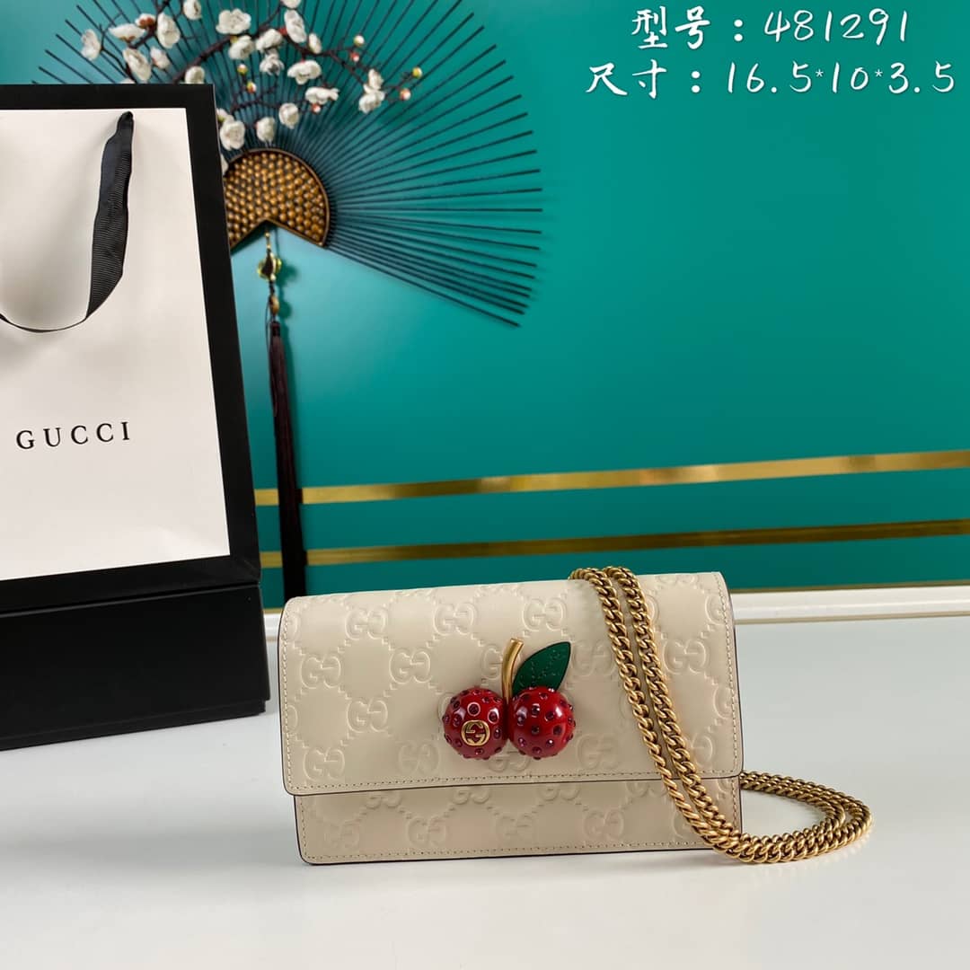 Gucci Supreme GG Mini Bag With Cherries Replica 481291 - DEEPREPS
