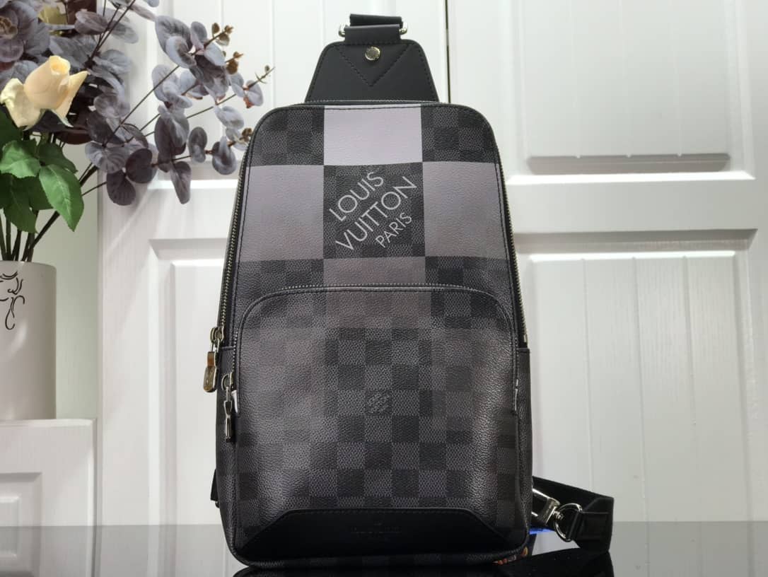 Louis Vuitton Damier Graphite Mens Avenue Replica Sling Bag  Black Gray N40403 - DEEPREPS