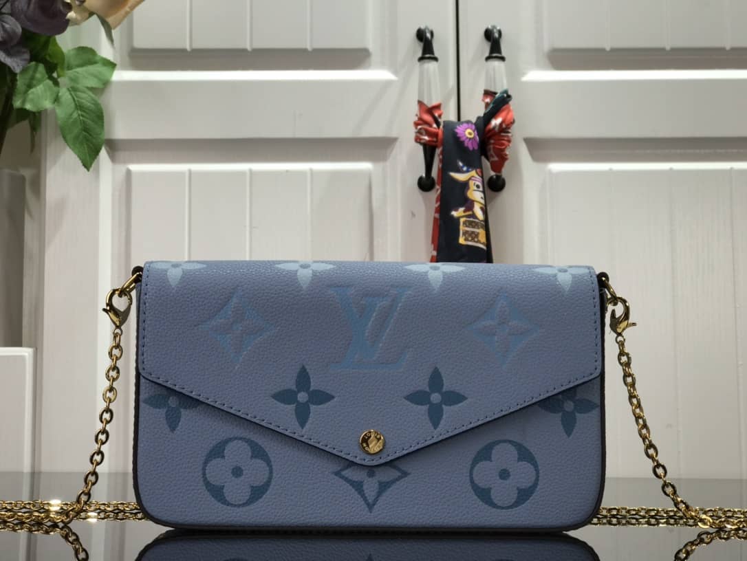 Louis Vuitton Monogram Pochette Felicie Replica Bag Blue M80498 - DEEPREPS