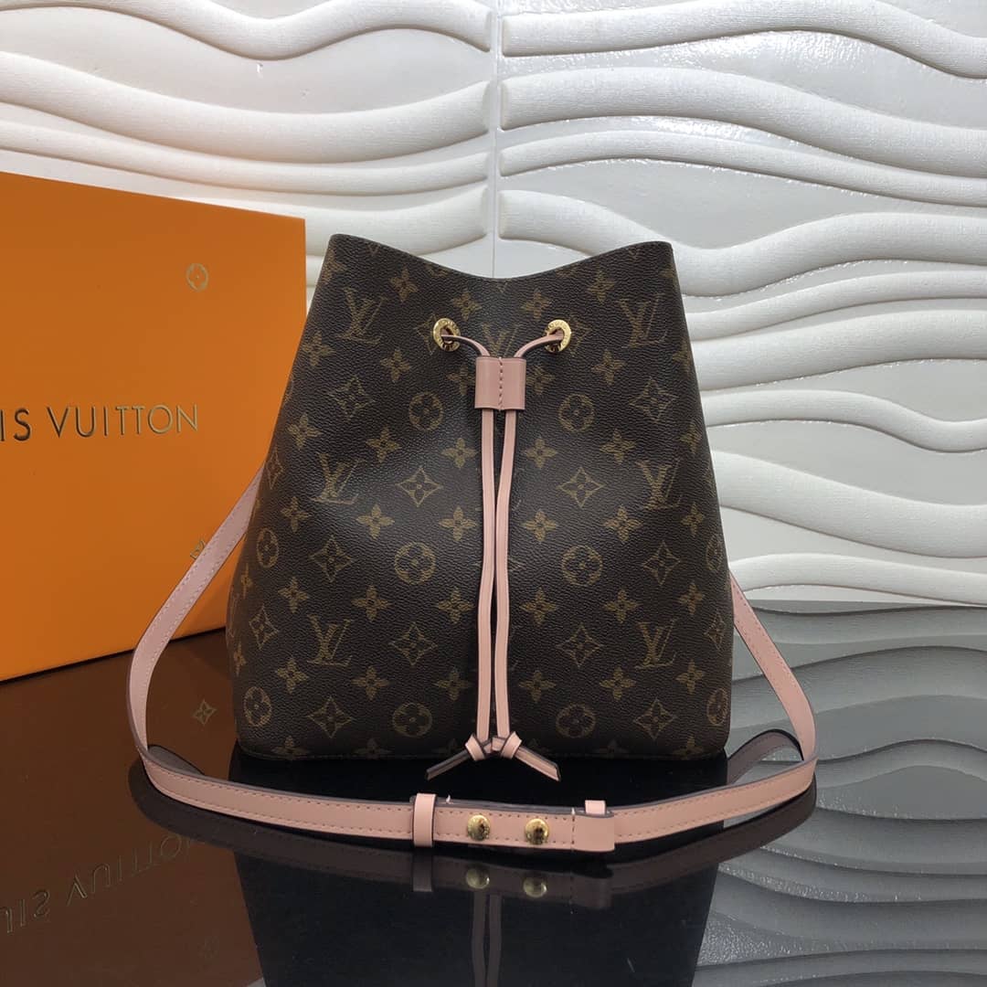 Louis Vuitton Neonoe Replica Bucket Bag Brown Pink M44020 - DEEPREPS