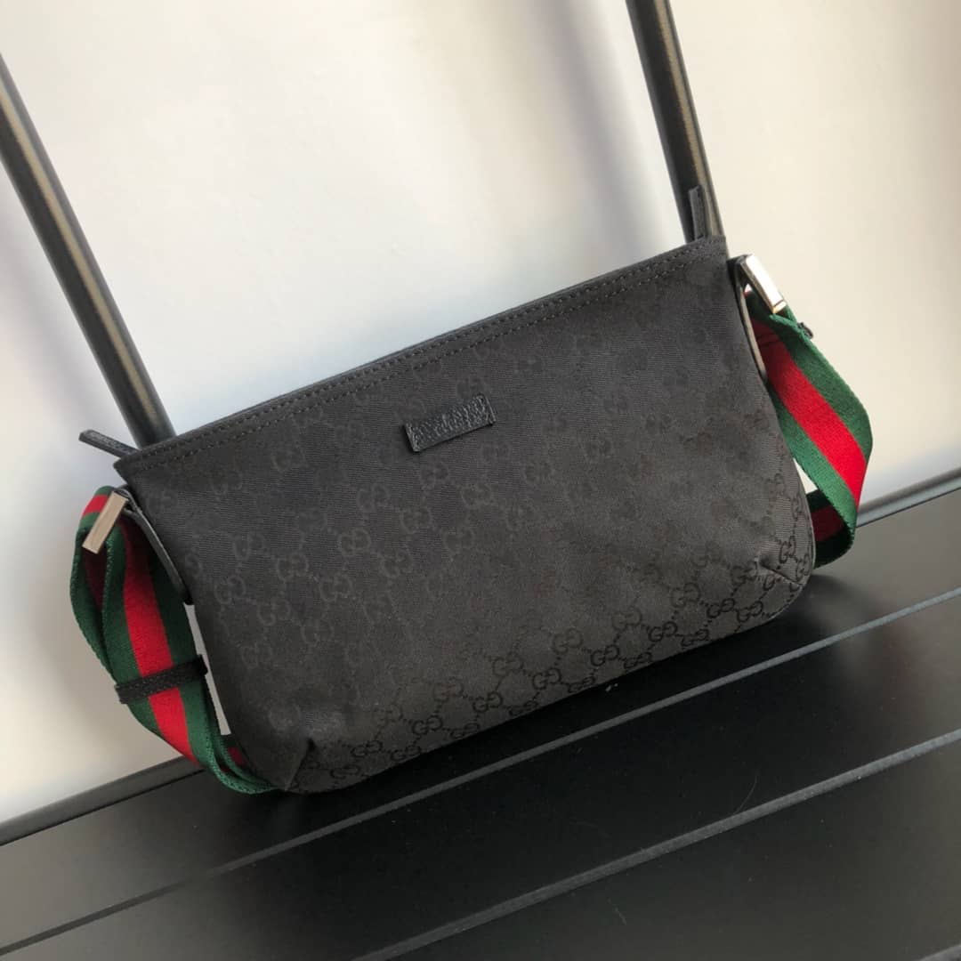Gucci GG Canvas Shoulder Bag Replica Black 189749 - DEEPREPS